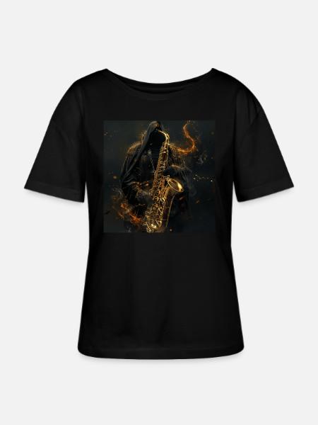 Saxophon - Stanley/Stella Relaxed Rundhals Frauen Bio-T-Shirt SERENA - Schwarz