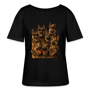 Deutscher Schäferhund - Stanley/Stella Relaxed Rundhals Frauen Bio-T-Shirt SERENA - Schwarz - Vorne - Anna (173cm)