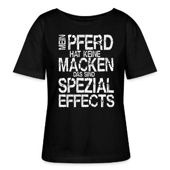 MeinPferdhatkeineMacken - Stanley/Stella Relaxed Rundhals Frauen Bio-T-Shirt SERENA - Schwarz - Vorne - Anna (173cm)