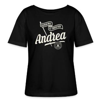 Andrea Name Custom - Andrea - Stanley/Stella Relaxed Rundhals Frauen Bio-T-Shirt SERENA - Schwarz - Vorne - Anna (173cm)