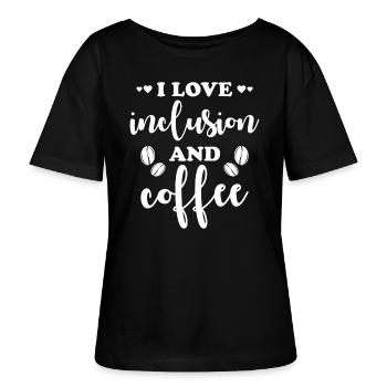 Ich Liebe Inklusion Und Kaffee - Stanley/Stella Relaxed Rundhals Frauen Bio-T-Shirt SERENA - Schwarz - Vorne - Anna (173cm)
