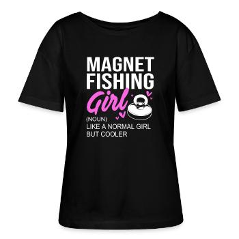 Magnet Angeln Angler Magnetangeln - Stanley/Stella Relaxed Rundhals Frauen Bio-T-Shirt SERENA - Schwarz - Vorne - Anna (173cm)
