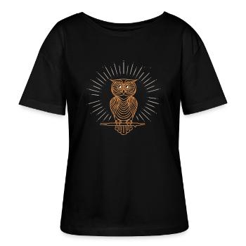 God Owl - Stanley/Stella SERENA Relaxed Women’s Organic Round Neck T-shirt - black - Front - Anna (173cm)