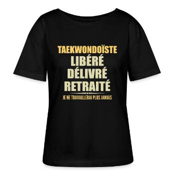 Taekwondo Athlete Celebrates Retirement with Humour - Stanley/Stella SERENA Relaxed Women’s Organic Round Neck T-shirt - black - Front - Anna (173cm)