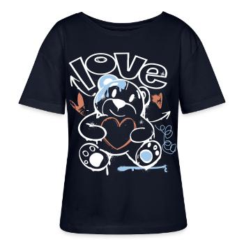 Kuschelbär mit Herz – Liebesmotiv Graffitidesign - Stanley/Stella Relaxed Rundhals Frauen Bio-T-Shirt SERENA - Navy - Vorne - Anna (173cm)