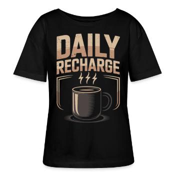 Coffee - Morning ritual with style - Stanley/Stella SERENA Relaxed Women’s Organic Round Neck T-shirt - black - Front - Anna (173cm)