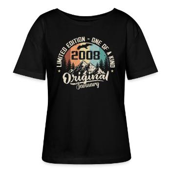 Janvier 2008 Original Cadeau D'anniversaire 18 Ans - T-shirt bio à col rond SERENA Stanley/Stella Femme - noir - Devant - Anna (173cm)