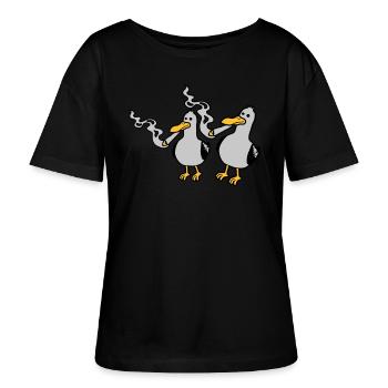 2 Amis Stoner Seagull - T-shirt bio à col rond SERENA Stanley/Stella Femme - noir - Devant - Anna (173cm)