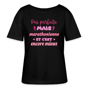 Pas parfaite mais marathonienne,marathon - T-shirt bio à col rond SERENA Stanley/Stella Femme - noir - Devant - Anna (173cm)