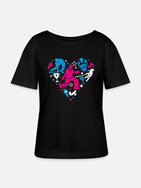 Goalie Herz - Stanley/Stella Relaxed Rundhals Frauen Bio-T-Shirt SERENA - Schwarz