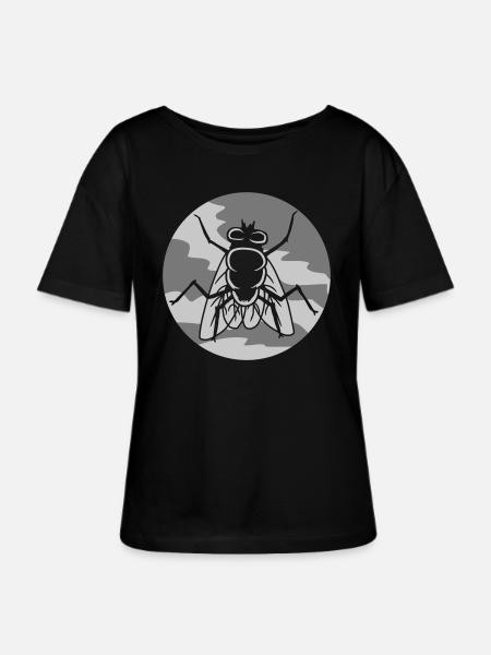 Rund Stubenfliege kleine Hausfliege - Stanley/Stella Relaxed Rundhals Frauen Bio-T-Shirt SERENA - Schwarz