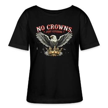 No Crowns Just Presidents Eagle No King - Stanley/Stella Relaxed Rundhals Frauen Bio-T-Shirt SERENA - Schwarz - Vorne - Anna (173cm)