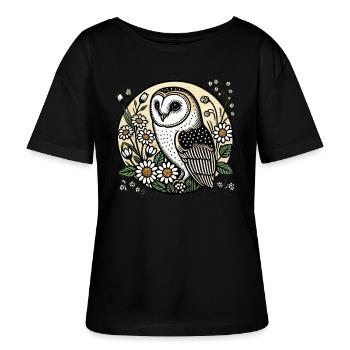Vintage Schleiereule - Stanley/Stella Relaxed Rundhals Frauen Bio-T-Shirt SERENA - Schwarz - Vorne - Anna (173cm)