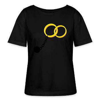 Eheringe Fußfessel JGA Junggesellen Abschied - Stanley/Stella Relaxed Rundhals Frauen Bio-T-Shirt SERENA - Schwarz - Vorne - Anna (173cm)