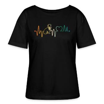 Herzschlag Border Collie - Stanley/Stella Relaxed Rundhals Frauen Bio-T-Shirt SERENA - Schwarz - Vorne - Anna (173cm)
