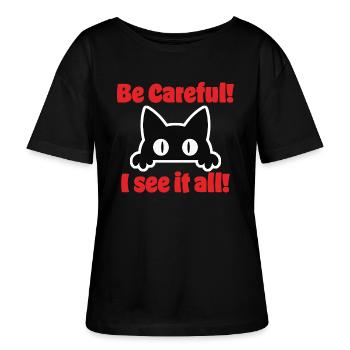Fais attention - T-shirt bio à col rond SERENA Stanley/Stella Femme - noir - Devant - Anna (173cm)
