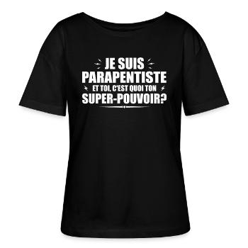 Ich bin Gleitschirmflieger. Was ist deine Superkraft? - Stanley/Stella Relaxed Rundhals Frauen Bio-T-Shirt SERENA - Schwarz - Vorne - Anna (173cm)