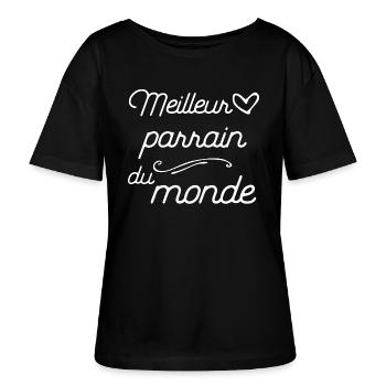 "Meilleur parrain" t-shirt humour parrain - T-shirt bio à col rond SERENA Stanley/Stella Femme - noir - Devant - Anna (173cm)