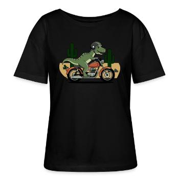 T-Rex on a Motorcycle - Stanley/Stella SERENA Relaxed Women’s Organic Round Neck T-shirt - black - Front - Anna (173cm)