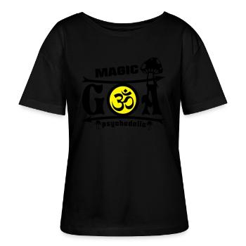MAGIC GOA Psychedelic - Stanley/Stella Relaxed Rundhals Frauen Bio-T-Shirt SERENA - Schwarz - Vorne - Anna (173cm)