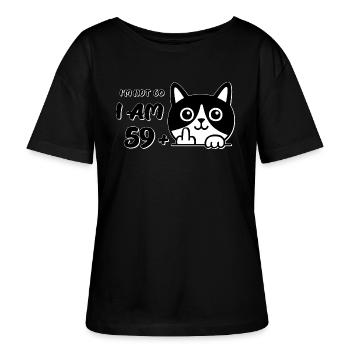 Ich bin nicht 60, ich bin 59 plus 1 Mittelfinger Katzenflip - Stanley/Stella Relaxed Rundhals Frauen Bio-T-Shirt SERENA - Schwarz - Vorne - Anna (173cm)