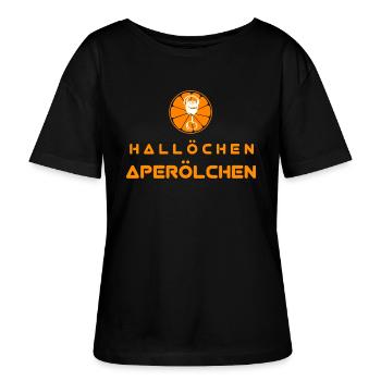 Hallöchen Aperölchen - Stanley/Stella Relaxed Rundhals Frauen Bio-T-Shirt SERENA - Schwarz - Vorne - Anna (173cm)