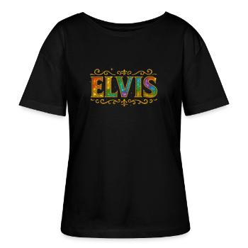 ELVIS Glitter Gold Sequin Sparkle - Stanley/Stella SERENA Relaxed Women’s Organic Round Neck T-shirt - black - Front - Anna (173cm)