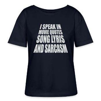 speak lyrics and sarcasm - Stanley/Stella Relaxed Rundhals Frauen Bio-T-Shirt SERENA - Navy - Vorne - Anna (173cm)