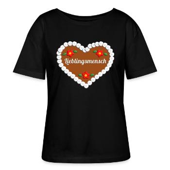 Lieblingsmensch Lebkuchenherz Geschenk - Stanley/Stella Relaxed Rundhals Frauen Bio-T-Shirt SERENA - Schwarz - Vorne - Anna (173cm)