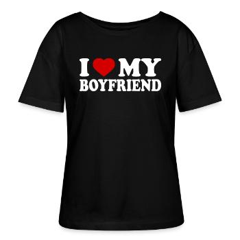 I love my boyfriend - T-shirt bio à col rond SERENA Stanley/Stella Femme - noir - Devant - Anna (173cm)