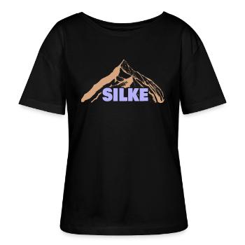 Geschenkidee Silke - Stanley/Stella Relaxed Rundhals Frauen Bio-T-Shirt SERENA - Schwarz - Vorne - Anna (173cm)