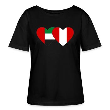 Vereinigte Arabische Emirate Peru Flagge Herz - Stanley/Stella Relaxed Rundhals Frauen Bio-T-Shirt SERENA - Schwarz - Vorne - Anna (173cm)
