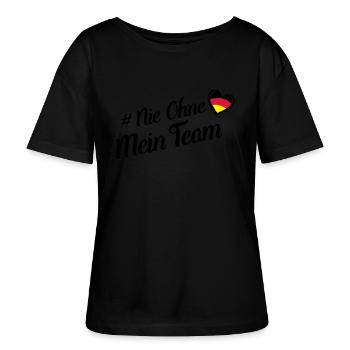 nie ohne team deutschland herz - Stanley/Stella Relaxed Rundhals Frauen Bio-T-Shirt SERENA - Schwarz - Vorne - Anna (173cm)