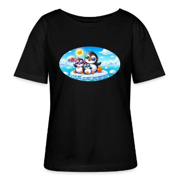 Lustige Pinguine - Stanley/Stella Relaxed Rundhals Frauen Bio-T-Shirt SERENA - Schwarz - Vorne - Anna (173cm)