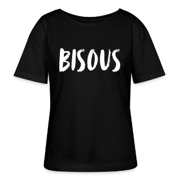 Bisous. Küsschen. Kuss. Küsse. Ein Wort, ein Shirt - Stanley/Stella Relaxed Rundhals Frauen Bio-T-Shirt SERENA - Schwarz - Vorne - Anna (173cm)