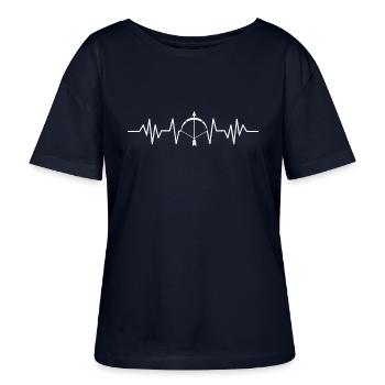 Archery heartbeat - Stanley/Stella SERENA Relaxed Women’s Organic Round Neck T-shirt - navy - Front - Anna (173cm)