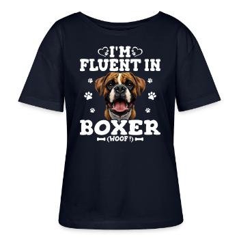 Parler Le Boxer Humour Chien Boxer - T-shirt bio à col rond SERENA Stanley/Stella Femme - marine - Devant - Anna (173cm)