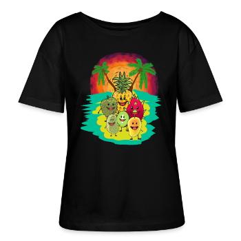 Frucht Südfrucht Südsee Früchte Fantasy Vitamine - Stanley/Stella Relaxed Rundhals Frauen Bio-T-Shirt SERENA - Schwarz - Vorne - Anna (173cm)