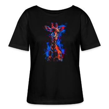 Girafe motif animal amoureux des animaux safari - T-shirt bio à col rond SERENA Stanley/Stella Femme - noir - Devant - Anna (173cm)