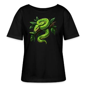 Arbre vert Python Serpents Amoureux Terrarium - T-shirt bio à col rond SERENA Stanley/Stella Femme - noir - Devant - Anna (173cm)
