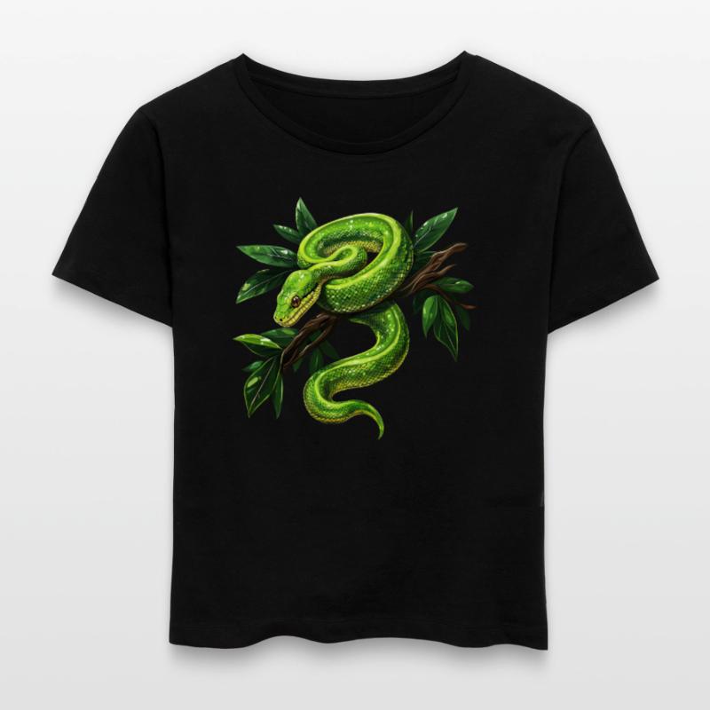 Green Tree Python Snakes Lover Terrarium Stanley/Stella SERENA Relaxed Women’s Organic Round Neck T-shirt