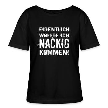 eigentlich wollte ich nackig kommen Fasching - Stanley/Stella Relaxed Rundhals Frauen Bio-T-Shirt SERENA - Schwarz - Vorne - Anna (173cm)