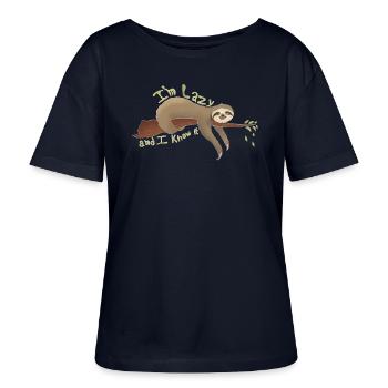 Sloth: I'm lazy and I know that - Stanley/Stella SERENA Relaxed Women’s Organic Round Neck T-shirt - navy - Front - Anna (173cm)
