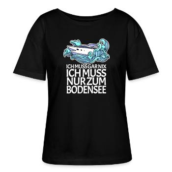 Bodensee - Stanley/Stella Relaxed Rundhals Frauen Bio-T-Shirt SERENA - Schwarz - Vorne - Anna (173cm)