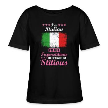Italian Gift funny saying Italy - Stanley/Stella SERENA Relaxed Women’s Organic Round Neck T-shirt - black - Front - Anna (173cm)
