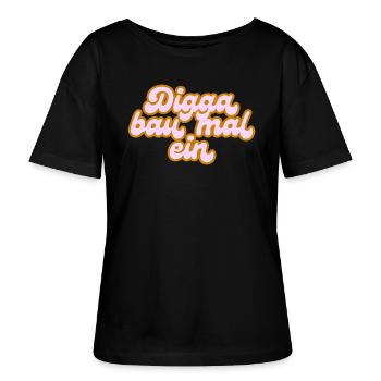 Digga bau mal ein - Joint drehen - Hallan - Smoker - Stanley/Stella Relaxed Rundhals Frauen Bio-T-Shirt SERENA - Schwarz - Vorne - Anna (173cm)