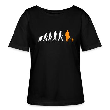 Evolution Hund Dog spazieren gehen walk Geschenk - Stanley/Stella Relaxed Rundhals Frauen Bio-T-Shirt SERENA - Schwarz - Vorne - Anna (173cm)