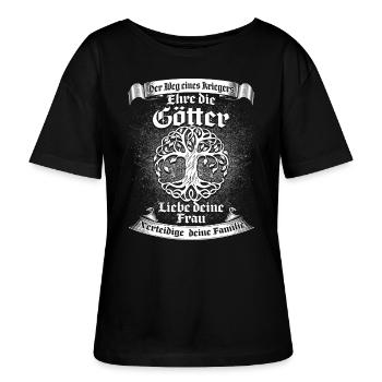 Wikinger - Weg - Stanley/Stella Relaxed Rundhals Frauen Bio-T-Shirt SERENA - Schwarz - Vorne - Anna (173cm)
