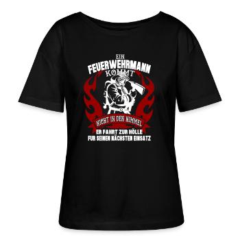 Feuerwehr - Stanley/Stella Relaxed Rundhals Frauen Bio-T-Shirt SERENA - Schwarz - Vorne - Anna (173cm)