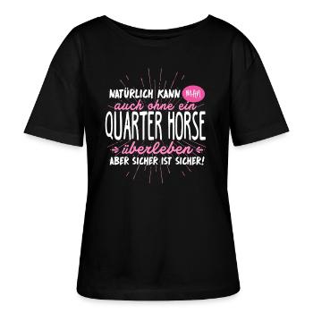 Niemals ohne QUARTER HORSE - Stanley/Stella Relaxed Rundhals Frauen Bio-T-Shirt SERENA - Schwarz - Vorne - Anna (173cm)
